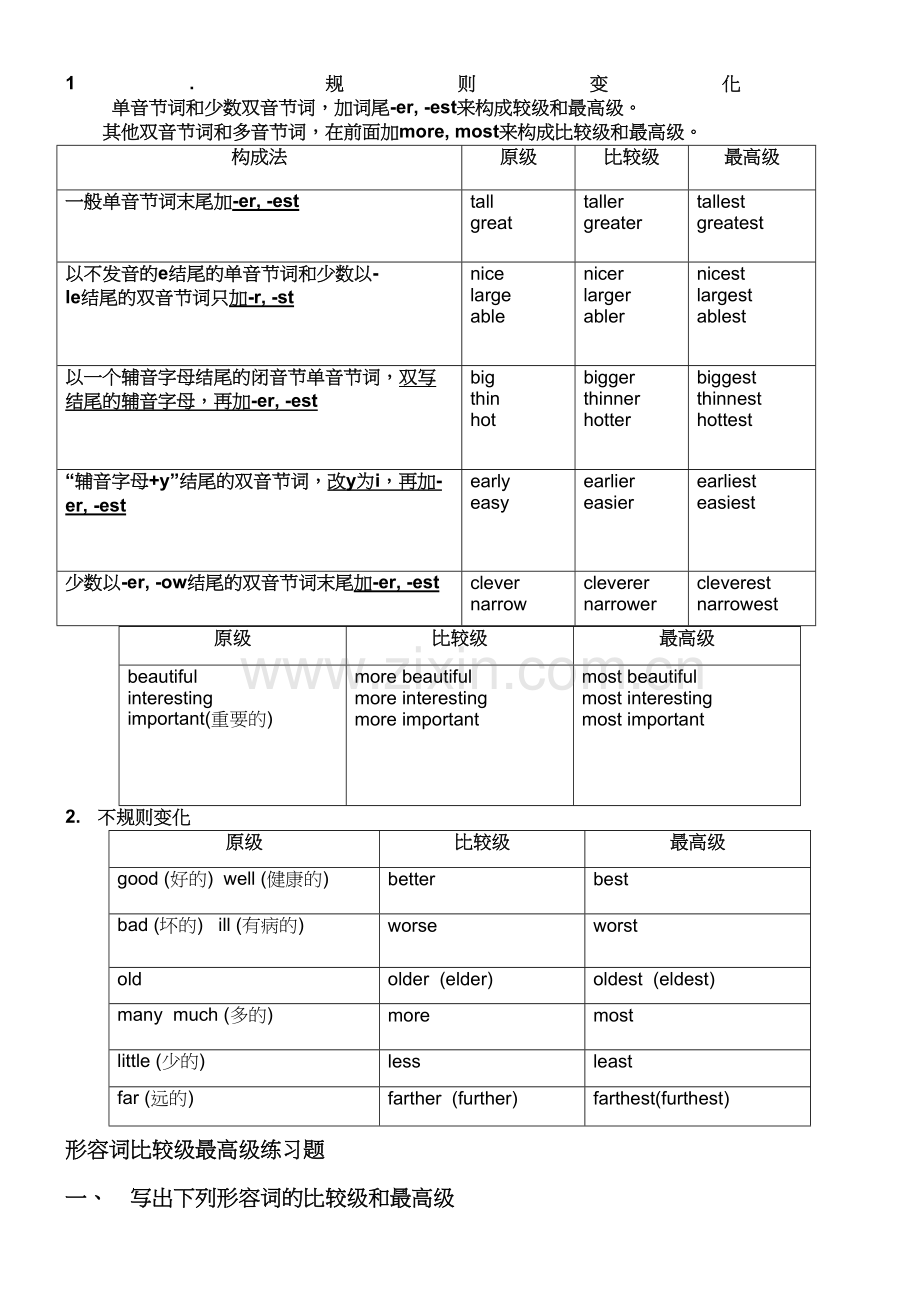 形容词比较级最高级(整理版)演示教学.doc_第2页