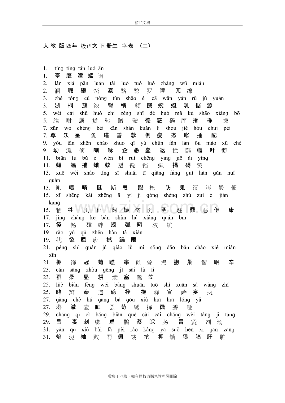 人教版四年级语文下册生字表二(带拼音)备课讲稿.doc_第2页