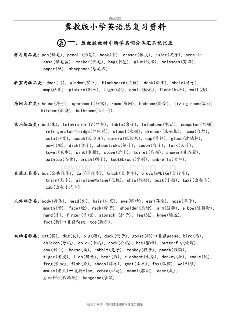 冀教版小学英语总复习资料全备课讲稿.doc_第2页