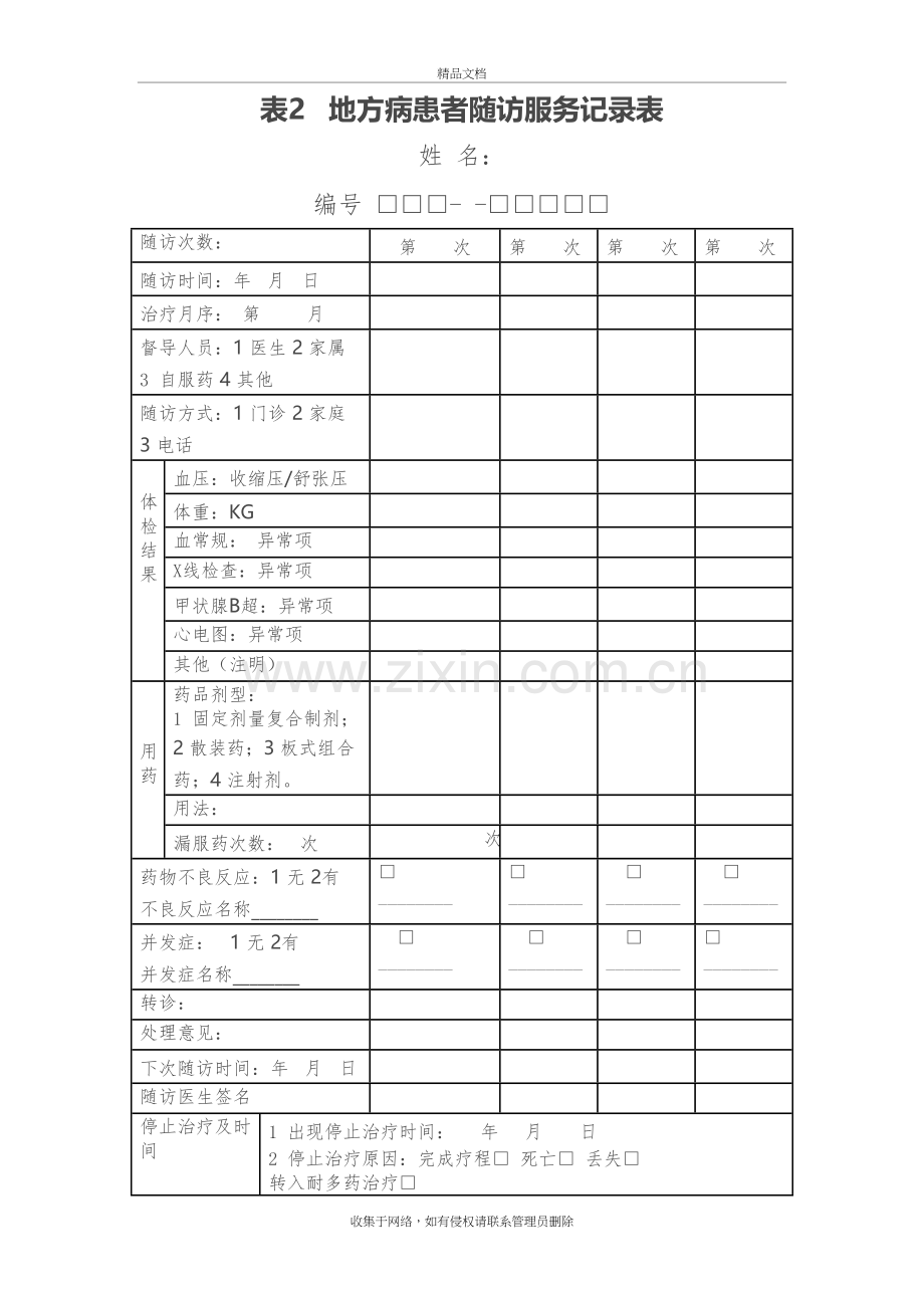 地方病患者随访服务记录表教案资料.docx_第2页