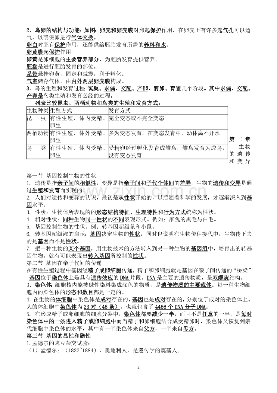 八年级下册生物知识点复习题教学提纲.doc_第2页