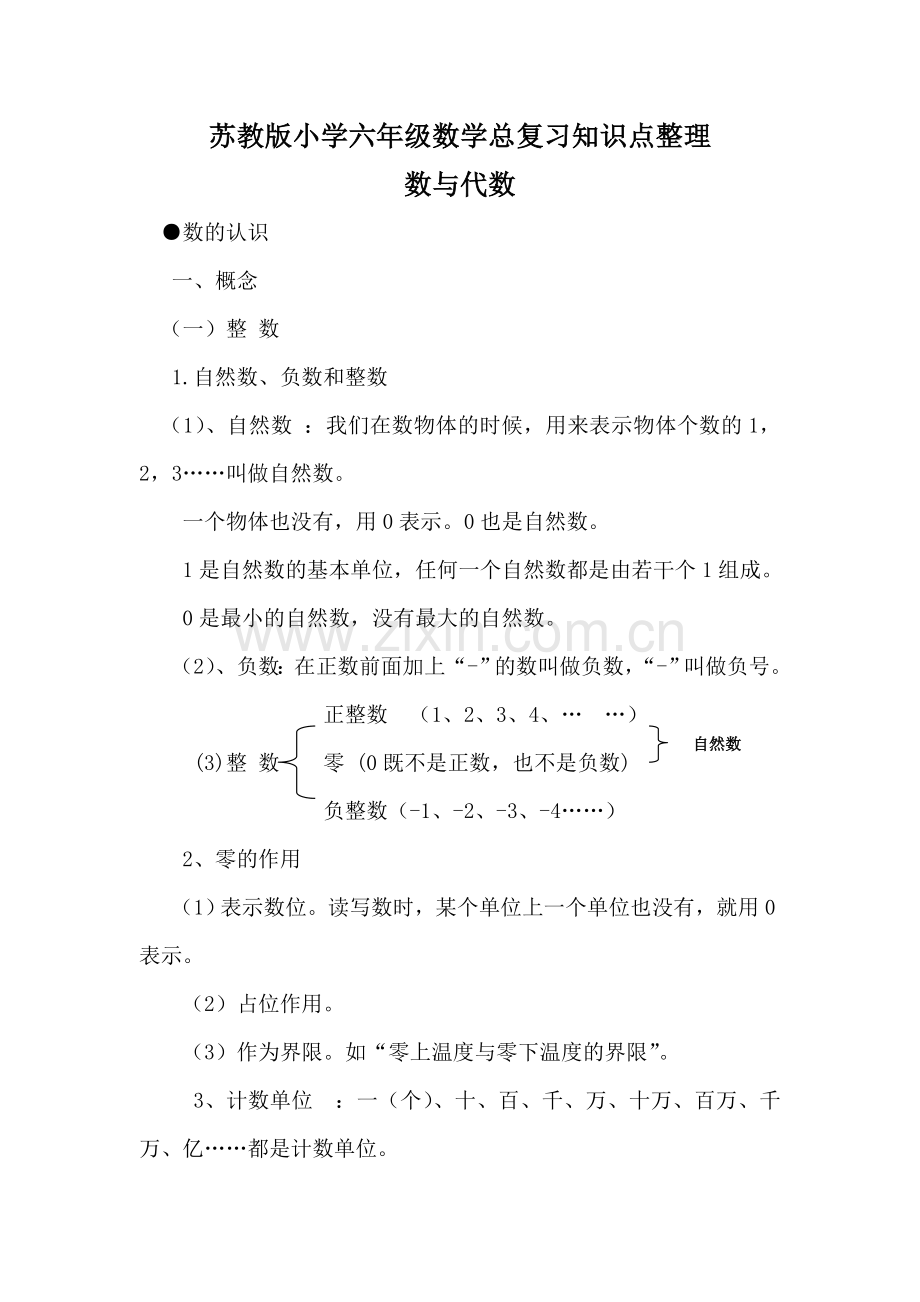 苏教版小学六年级总复习知识点整理资料讲解.doc_第1页