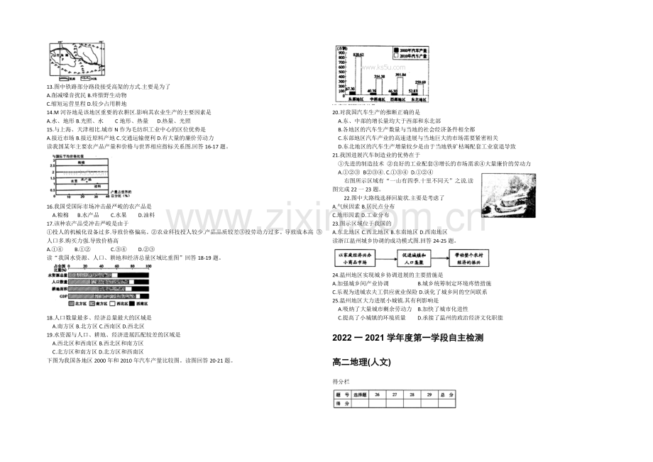 山东省烟台市2020-2021学年高二上学期期中考试地理试题-WORD版含答案.docx_第2页