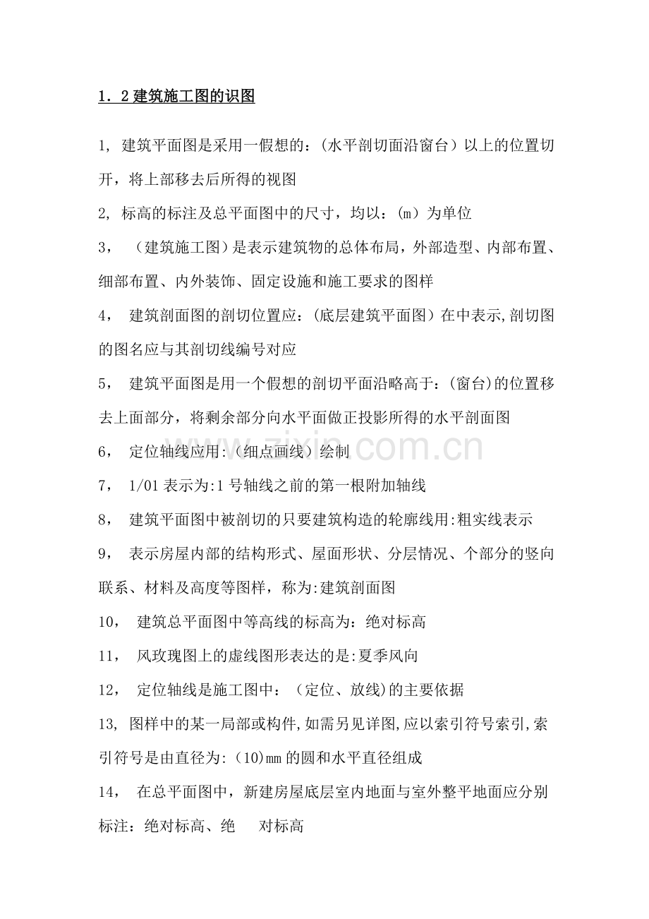 建筑工程中级职称考试复习重点-建筑施工图的识图.doc_第1页