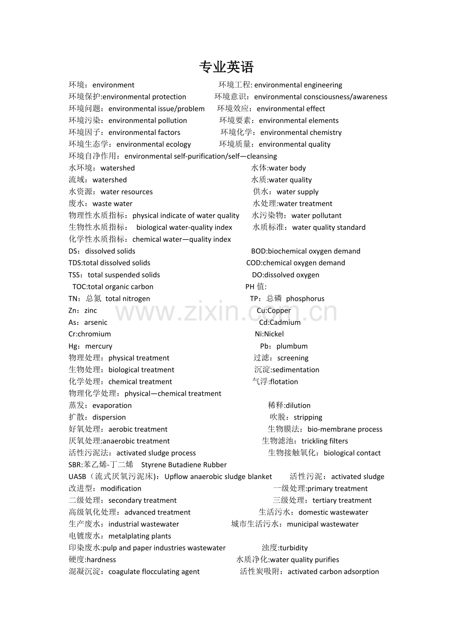 环境工程专业英语汇总.doc_第1页
