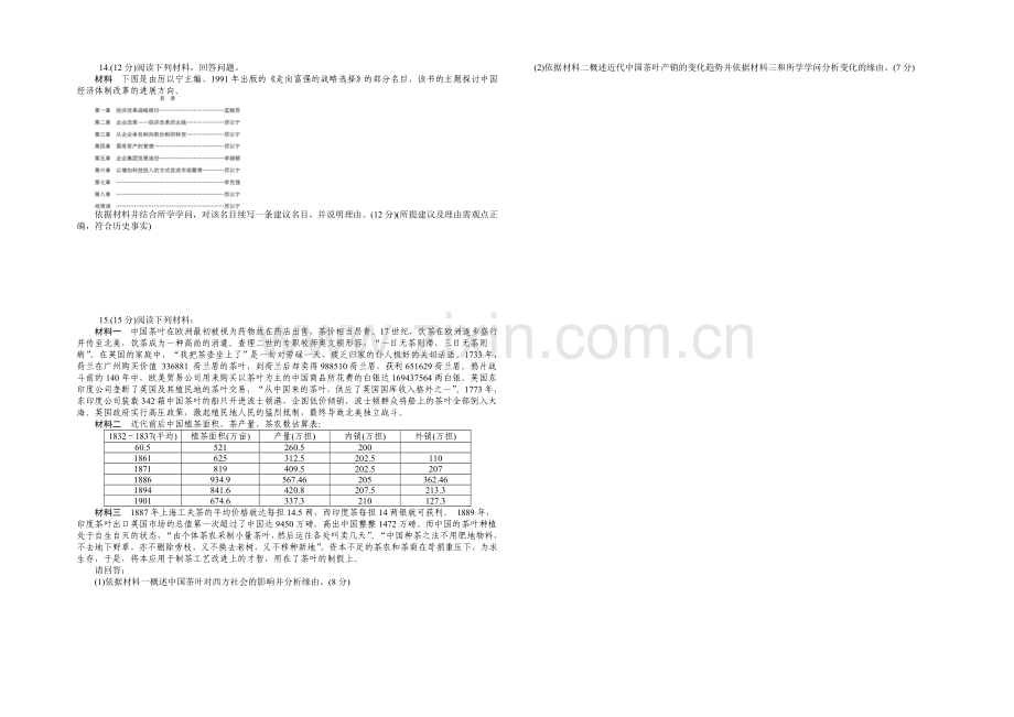 2021-2022学年高一人教版历史必修二综合测试：第一～第四单元-Word版含答案.docx_第2页