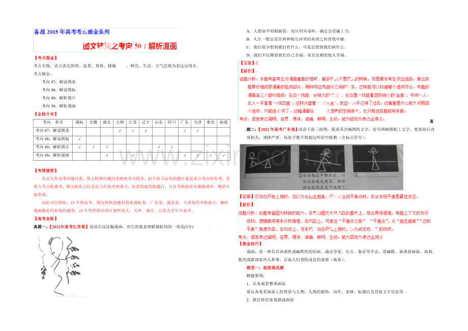 2021年高考语文考点总动员专题50-解析漫画(解析版).docx_第1页