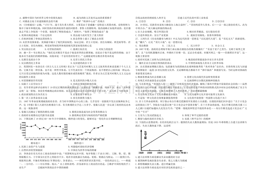 山西省山大附中2021届高三12月月考历史试题-Word版含答案.docx_第2页