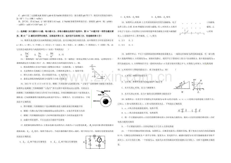 2021广西高考压轴卷-理综-Word版含答案.docx_第2页