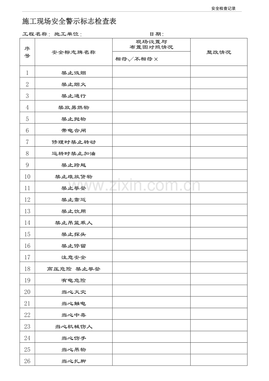 安全标志检查表.doc_第1页