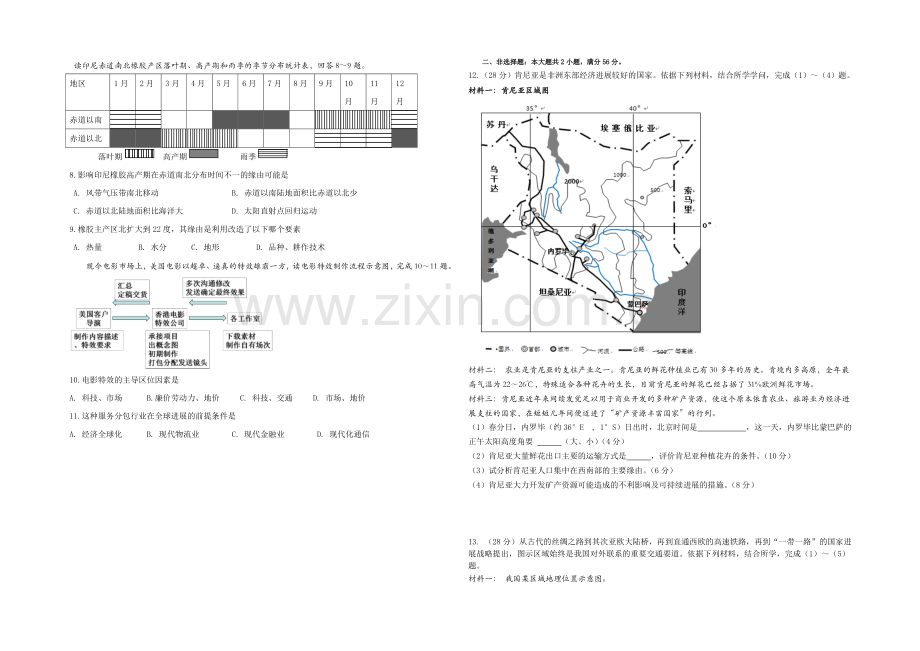 广东省广州市2021届高三综合测试(三)文综地理试题-Word版含答案.docx_第2页