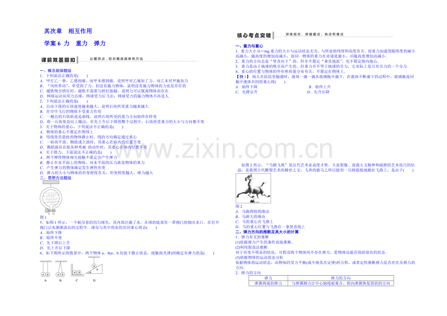 2020高考物理一轮复习-双基回扣6-力-重力-弹力-Word版含解析.docx_第1页