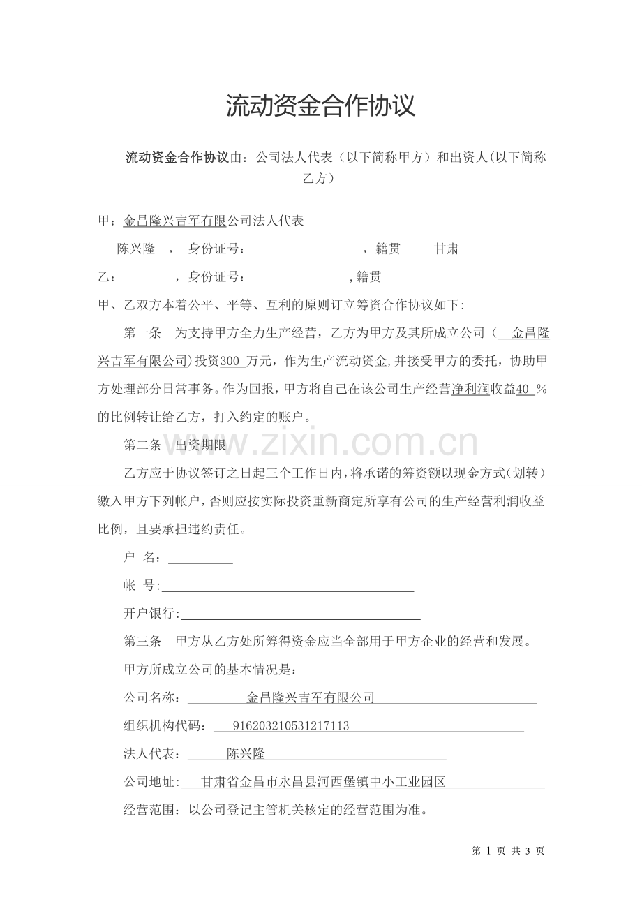 筹资合作协议.doc_第1页