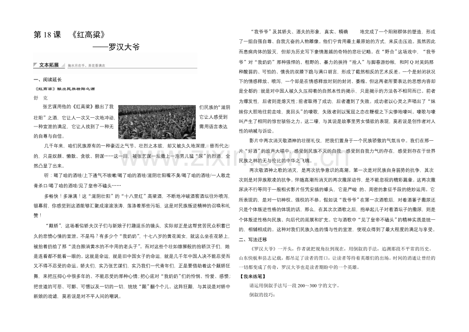 2020-2021学年高中语文学案：9.18-罗汉大爷(人教版选修《中国小说欣赏》).docx_第1页