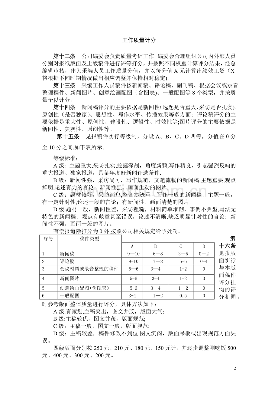 新闻中心报社文编部长绩效考核指标及标准docx..doc_第2页