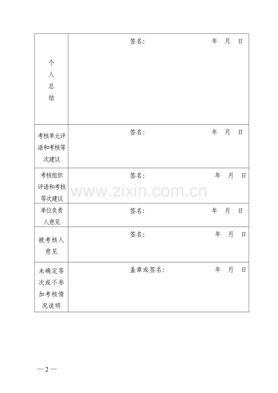 山西省事业单位工作人员年度考核登记表.doc_第2页