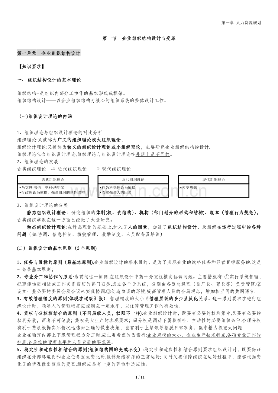 人力资源规划-知识点重新复习整理.docx_第1页