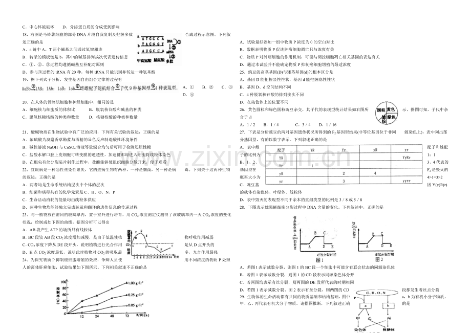 山东省威海市乳山市2022届高三上学期期中考试生物试题-Word版缺答案.docx_第2页