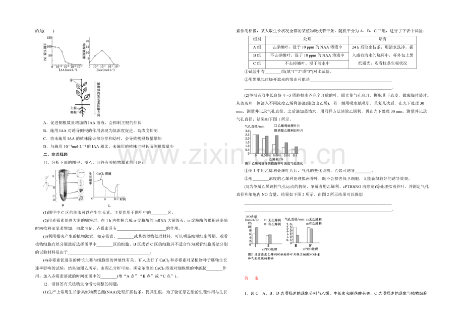 2021高考生物二轮复习练习：知能专练(十)-植物生命活动的调节系统——植物激素调节.docx_第2页