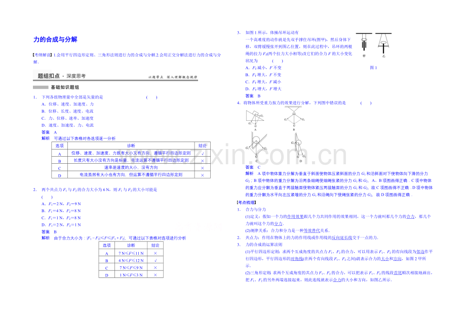 2020高考物理一轮复习-教案27-力的合成与分解.docx_第1页