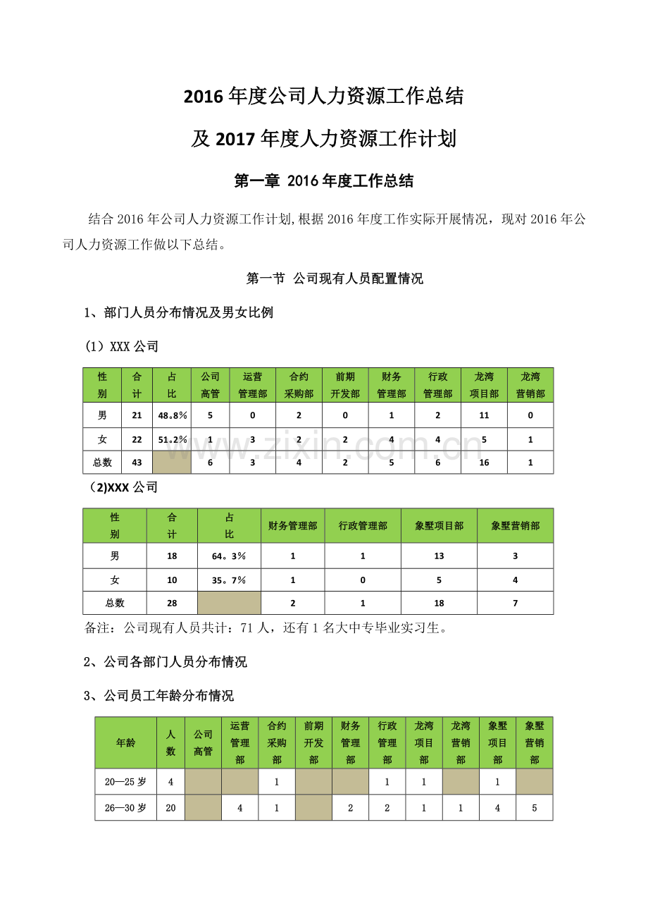 人力资源部年度工作总结及计划范本.doc_第1页