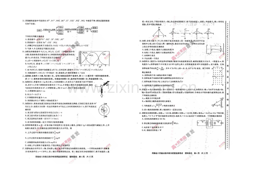 河南省八市重点高中2021届高三教学质量监测考试-理科综合-扫描版含答案.docx_第2页
