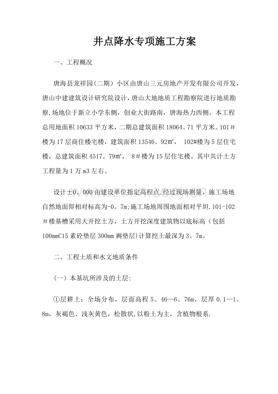 井点降水专项施工方案(最终).docx_第1页