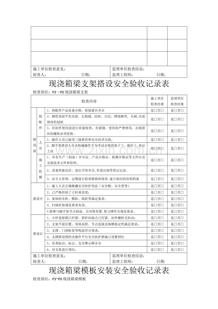 现浇箱梁安全验收记录(全).doc_第2页