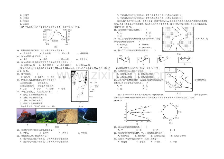 浙江省绍兴一中2021届高三上学期期中考试地理-Word版含答案.docx_第2页