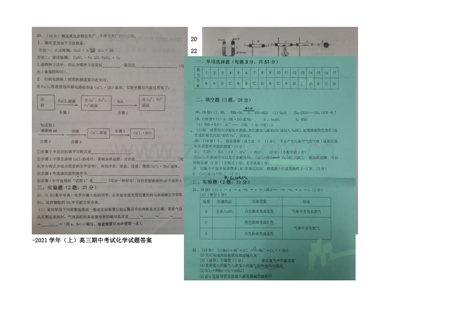 福建省莆田二十四中2021届高三上学期期中考试化学-扫描版含答案.docx_第2页