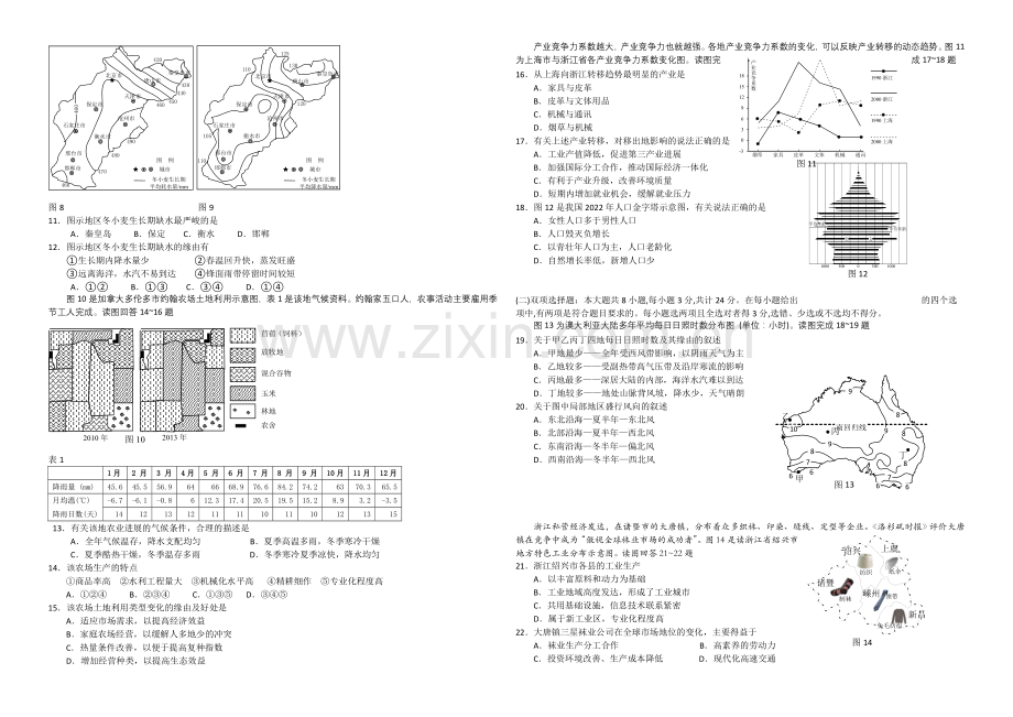 江苏省南京市、盐城市2021届高三第二次模拟考试-地理-Word版含答案.docx_第2页