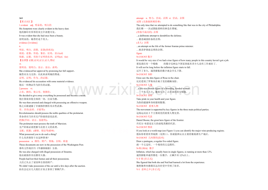 2021年高考英语拉分题专项训练(选修六)-专题26-Art(知识部分).docx_第1页