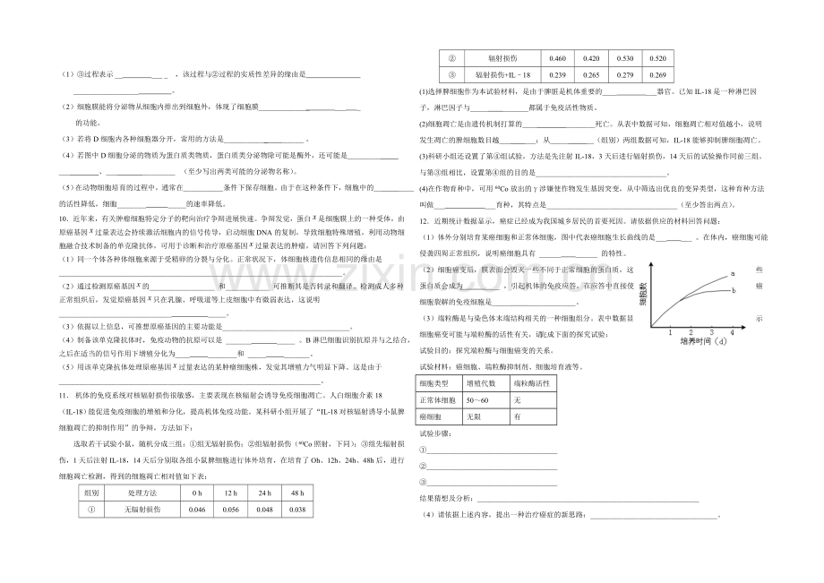 2021版《高频考点》高中生物人教生版考点习题演练-《细胞的分化、衰老和凋亡》模块复习效果检测题.docx_第2页