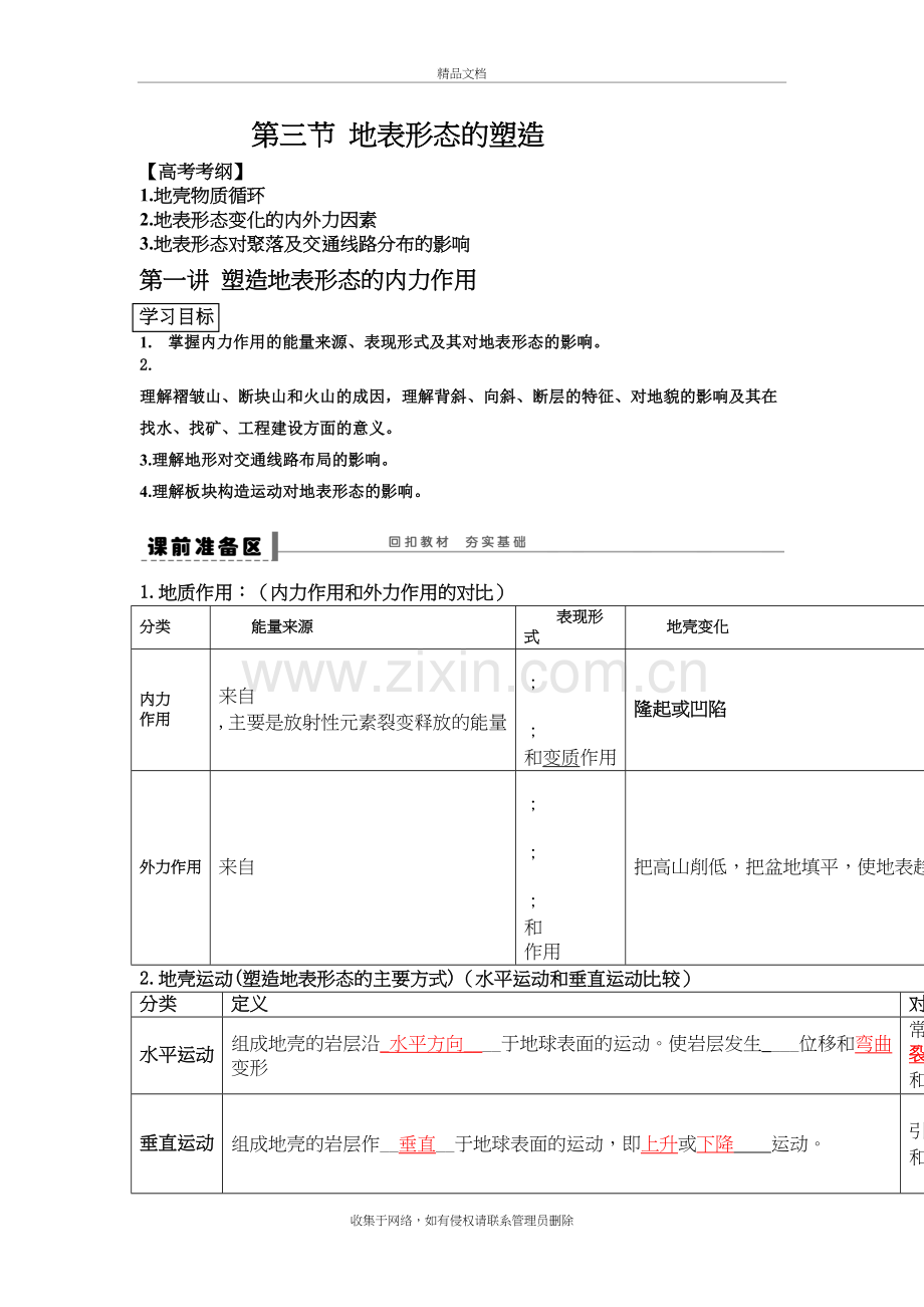 高考一轮复习、地表形态的塑造学案讲课教案.doc_第2页