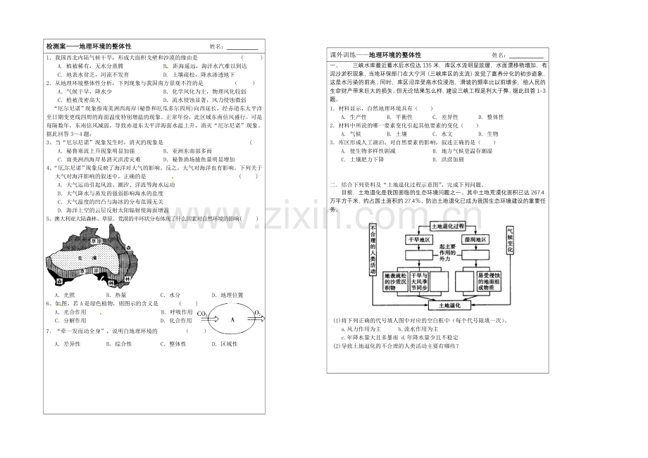 2013—2020学年高一地理(鲁教版)必修一同步导学案：3.2地理环境的整体性.docx_第2页
