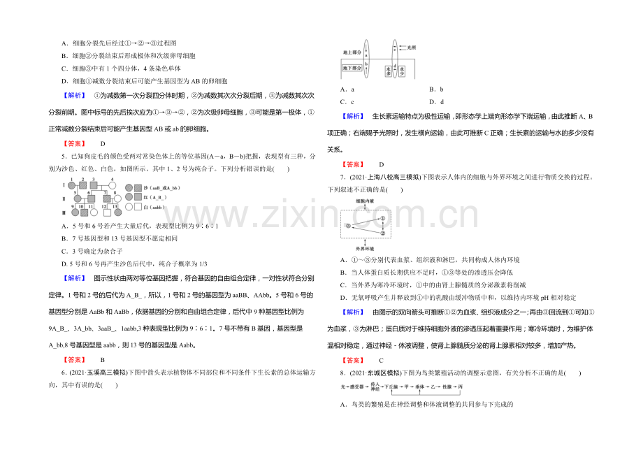《课堂新坐标》2020版(人教新课标)高三生物二轮复习配套课时作业：综合检测3(含答案解析).docx_第2页