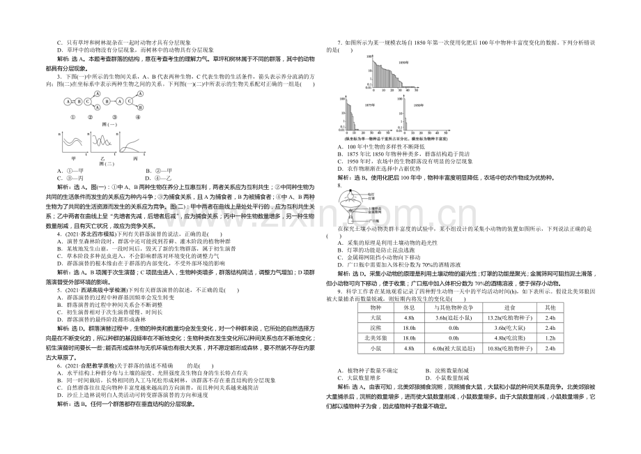 2021年高考生物(人教版)一轮复习强化练习：群落的结构和演替.docx_第2页