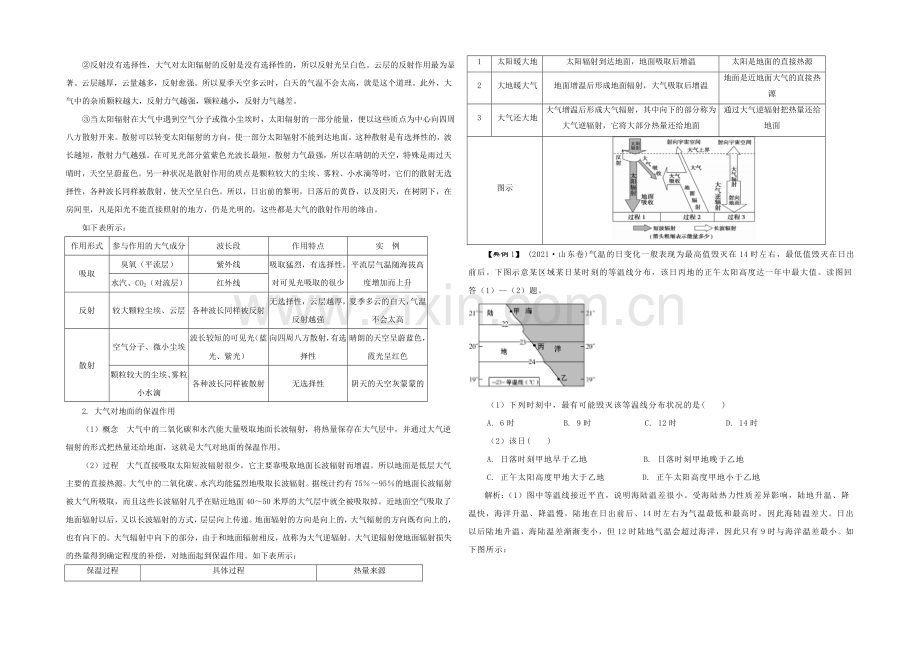 2021年高考艺体生文化课百日冲刺-地理专题复习讲练：专题四-冷热不均引起大气运动.docx_第2页