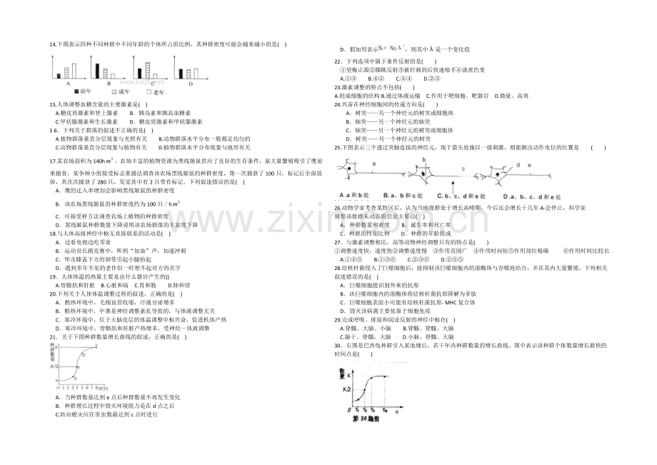 山东省菏泽市某中学2021届高三上学期12月月考生物(A)试题-Word版含答案.docx_第2页