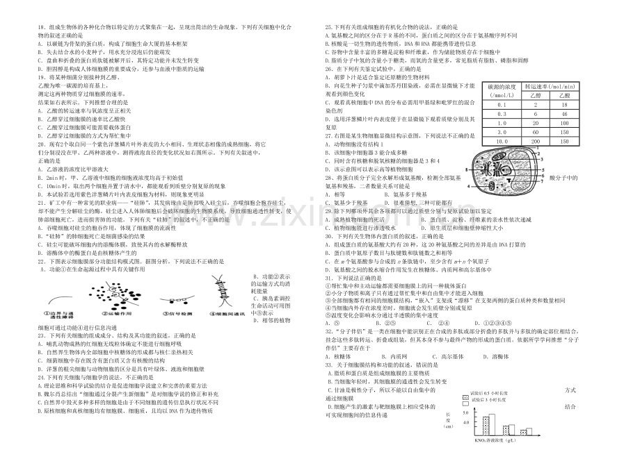 山西省太原五中2020-2021学年高一上学期期中考试生物-Word版含答案.docx_第2页