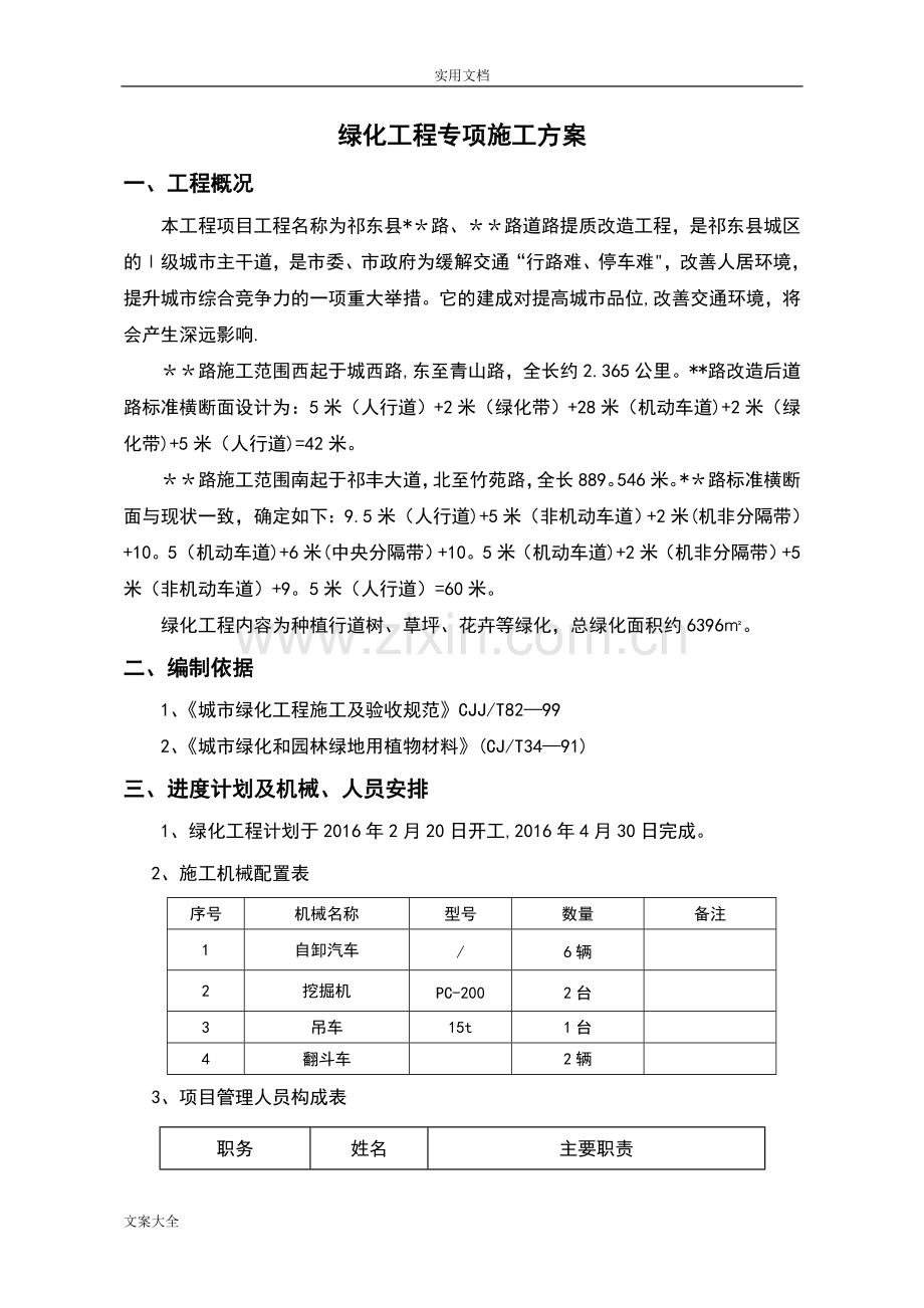 市政道路绿化工程专项施工方案设计.doc_第1页