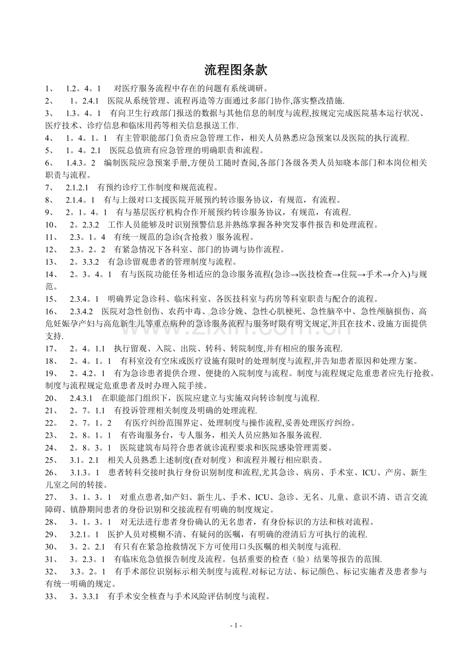 二级医院评审涉及流程图的条款.doc_第1页