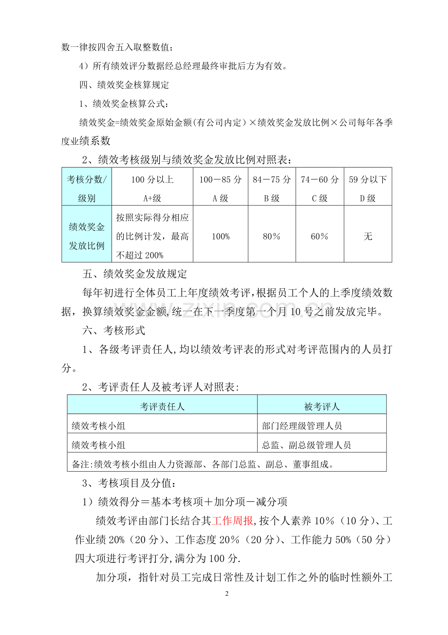 季度绩效考核规定(暂行).doc_第2页