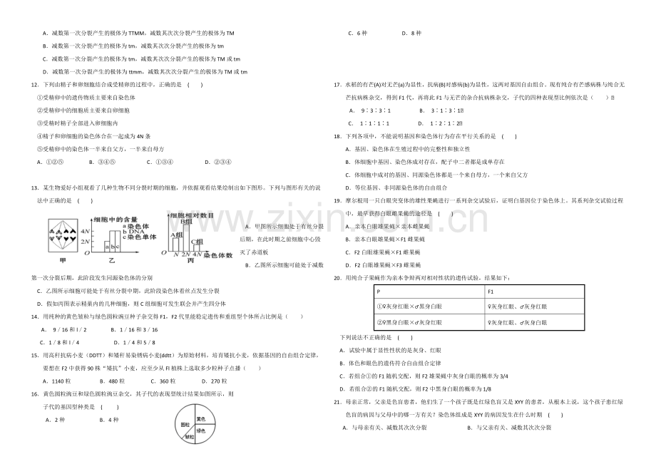 河南省实验中学2020-2021学年高二上学期期中考试-生物-Word版含答案.docx_第2页