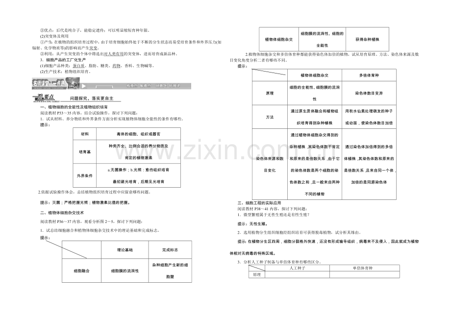 2022年高中生物人教版选修三教师用书-2.1植物细胞工程.docx_第2页