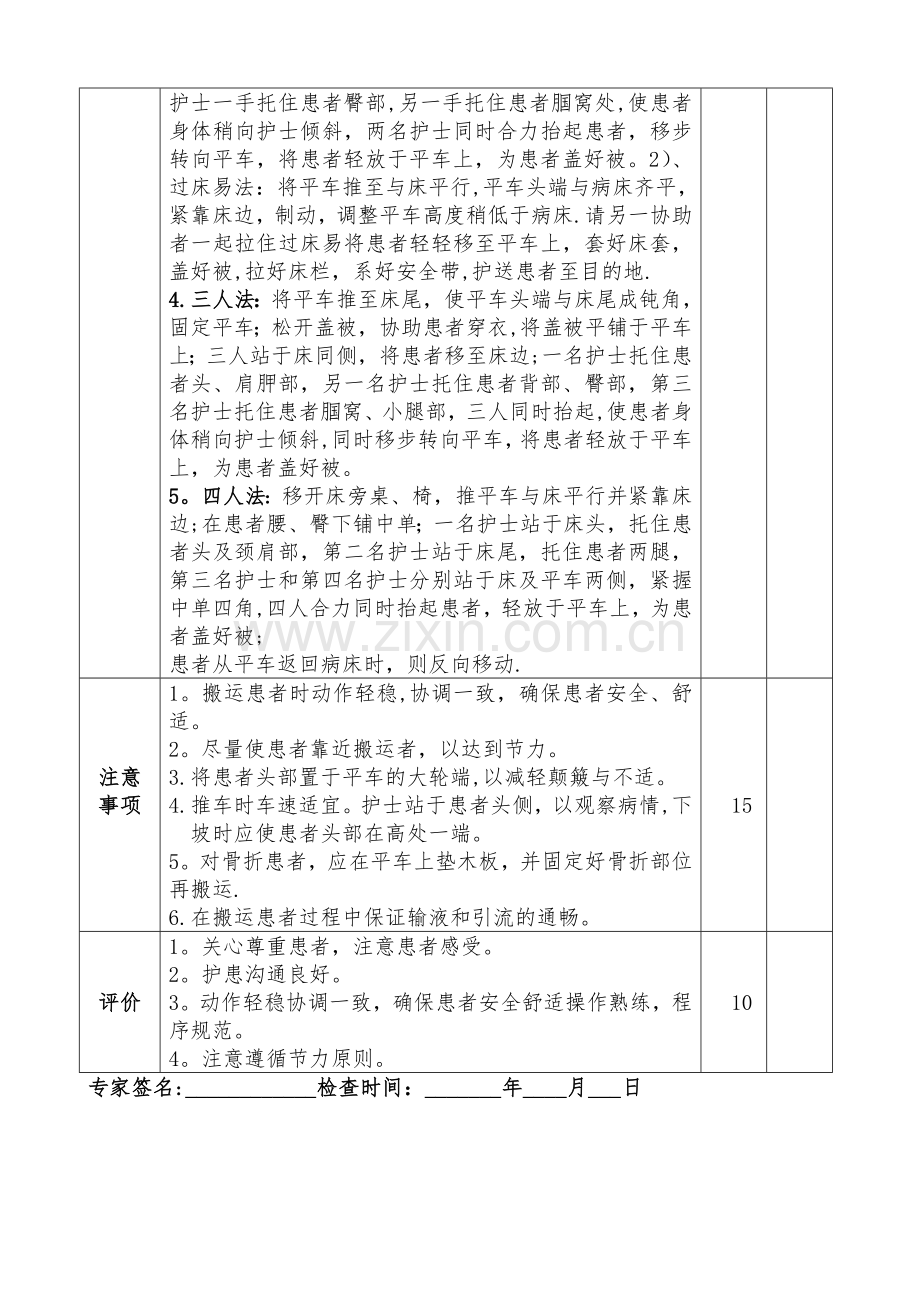 急救搬运技能操作评价记录表(评分表).doc_第2页