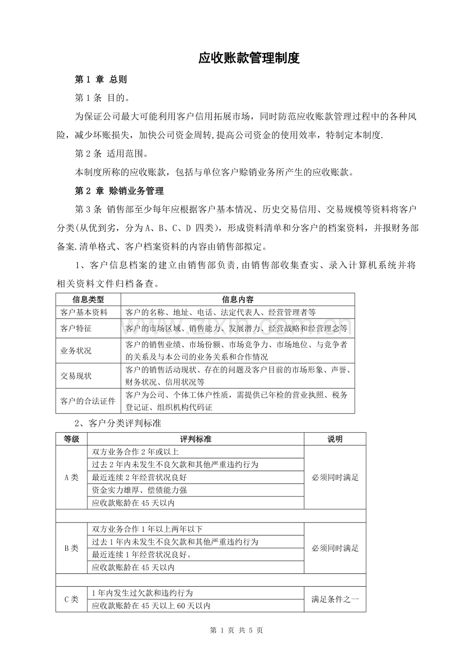 快消行业应收账款管理制度.doc_第1页