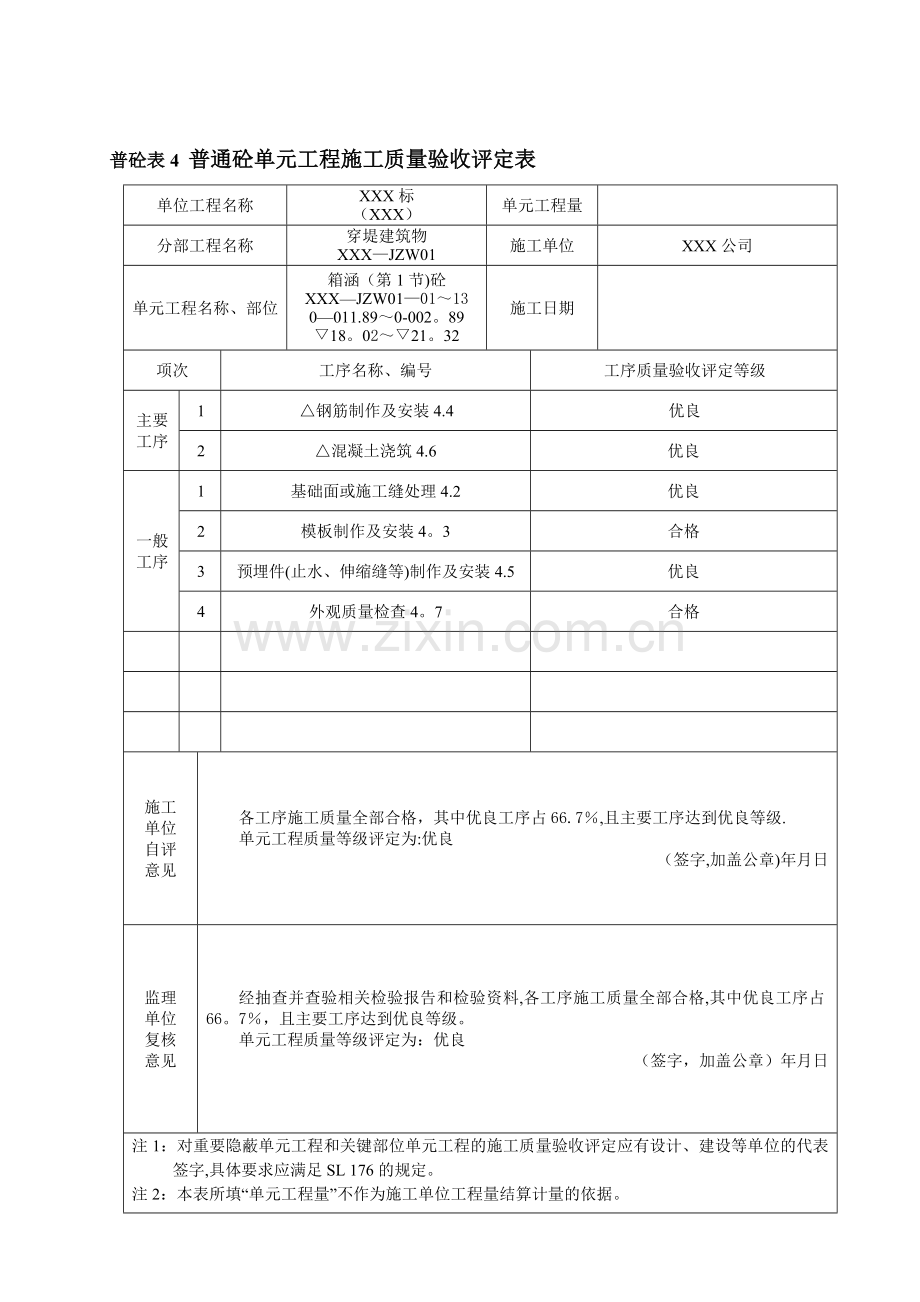 水利混凝土评定表.doc_第1页