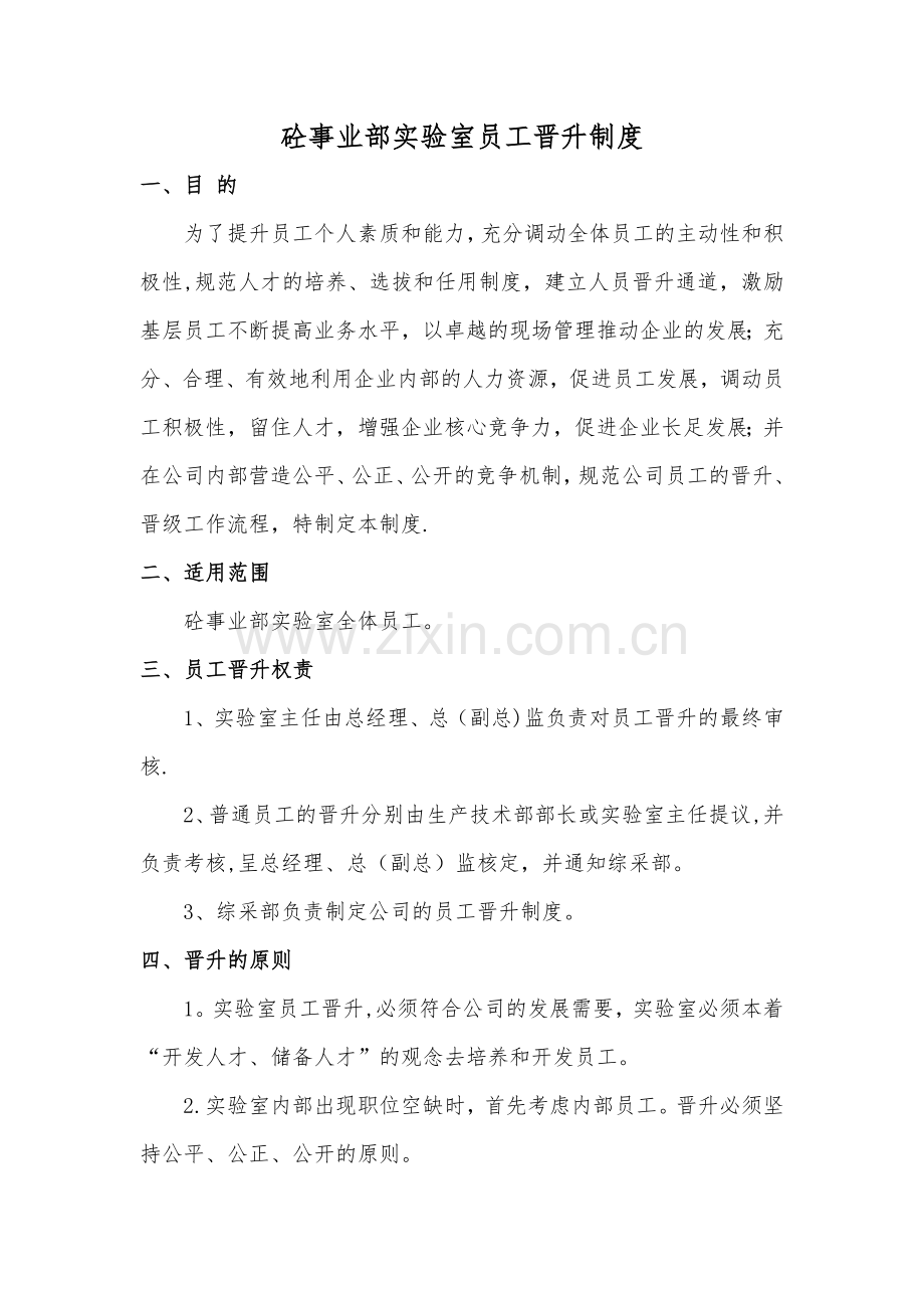 砼事业部实验室员工晋升管理制度.doc_第1页