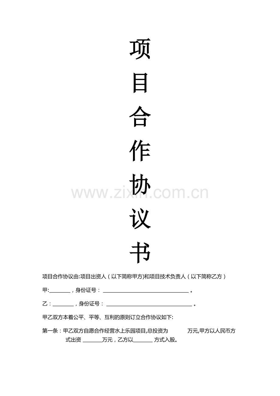 水上乐园项目合作协议.docx_第1页